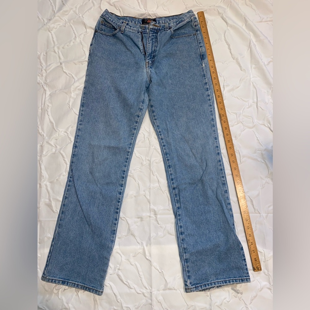 Vintage American Eagle Flare Women's Jeans Light Wash Distressed Mid/Low Rise